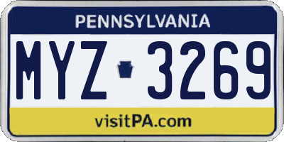 PA license plate MYZ3269