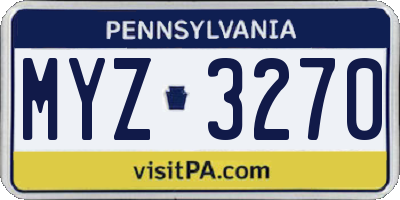 PA license plate MYZ3270