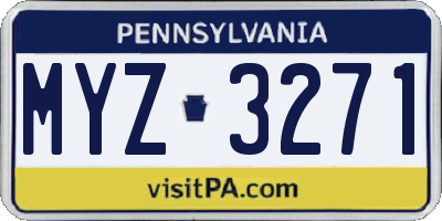 PA license plate MYZ3271