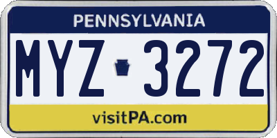PA license plate MYZ3272