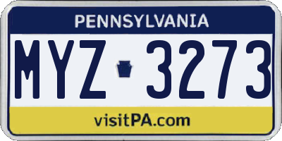 PA license plate MYZ3273
