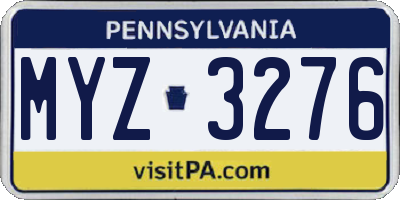 PA license plate MYZ3276