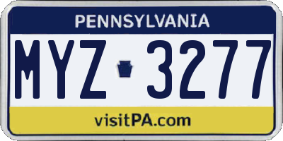 PA license plate MYZ3277