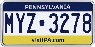 PA license plate MYZ3278