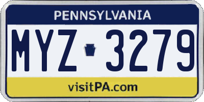 PA license plate MYZ3279
