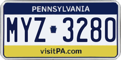 PA license plate MYZ3280