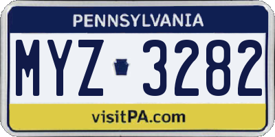 PA license plate MYZ3282