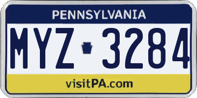 PA license plate MYZ3284
