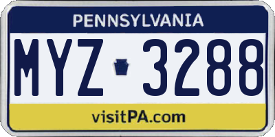 PA license plate MYZ3288