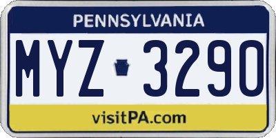 PA license plate MYZ3290