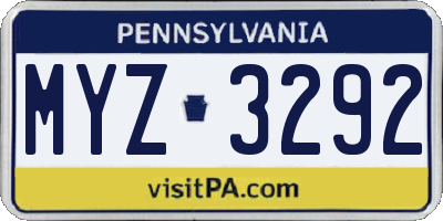 PA license plate MYZ3292