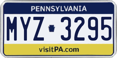PA license plate MYZ3295