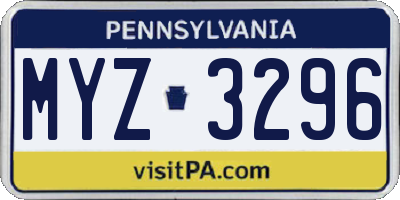 PA license plate MYZ3296