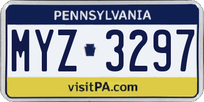 PA license plate MYZ3297