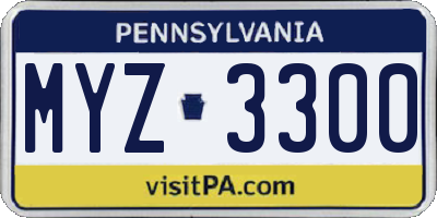 PA license plate MYZ3300