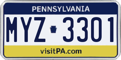 PA license plate MYZ3301