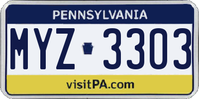 PA license plate MYZ3303