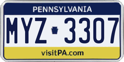 PA license plate MYZ3307