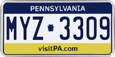 PA license plate MYZ3309