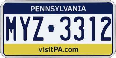 PA license plate MYZ3312