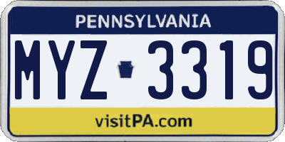 PA license plate MYZ3319