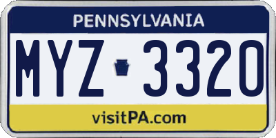 PA license plate MYZ3320