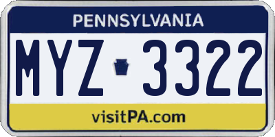 PA license plate MYZ3322