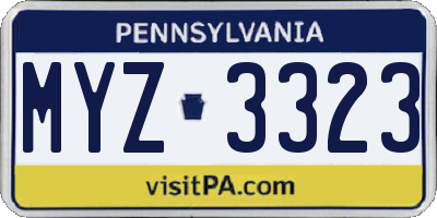 PA license plate MYZ3323