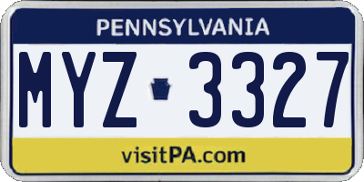 PA license plate MYZ3327