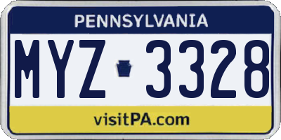 PA license plate MYZ3328