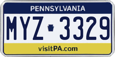 PA license plate MYZ3329