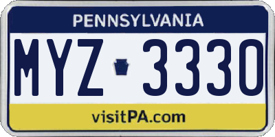 PA license plate MYZ3330