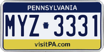 PA license plate MYZ3331