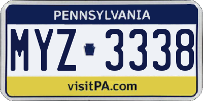 PA license plate MYZ3338