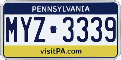 PA license plate MYZ3339