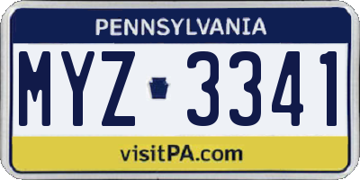 PA license plate MYZ3341