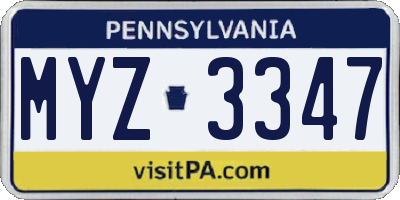 PA license plate MYZ3347