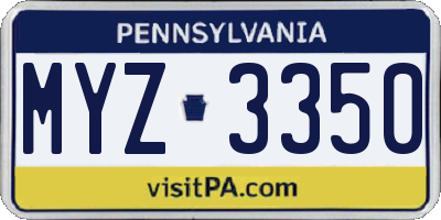 PA license plate MYZ3350