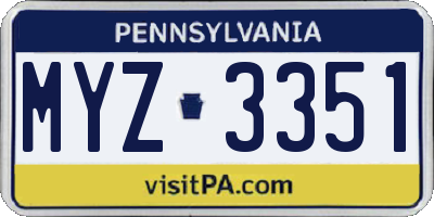 PA license plate MYZ3351