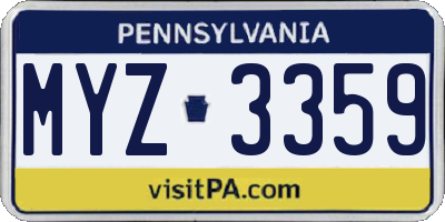 PA license plate MYZ3359