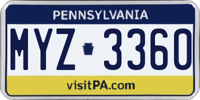 PA license plate MYZ3360