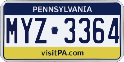 PA license plate MYZ3364