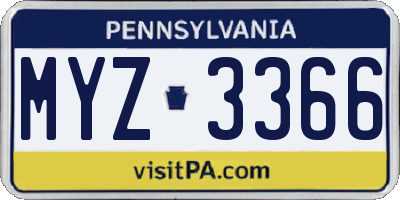 PA license plate MYZ3366