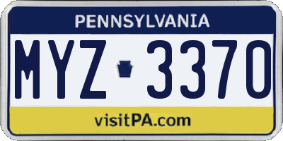 PA license plate MYZ3370