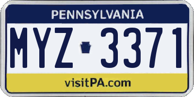 PA license plate MYZ3371