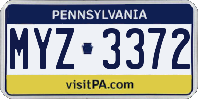 PA license plate MYZ3372