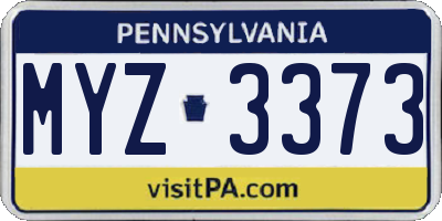PA license plate MYZ3373