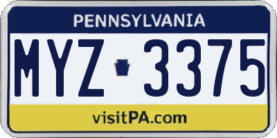 PA license plate MYZ3375