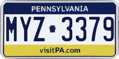 PA license plate MYZ3379