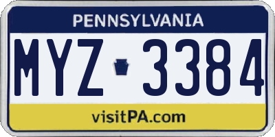 PA license plate MYZ3384
